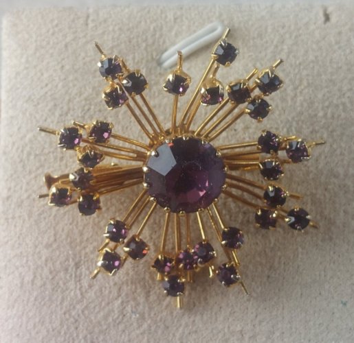 Ancienne broche, décor strass, vintage / art deco