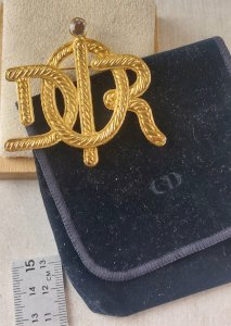 Vintage gold-tone metal brooch, Dior logo