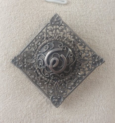 Ancienne broche orientale, écriture arabe, en argent