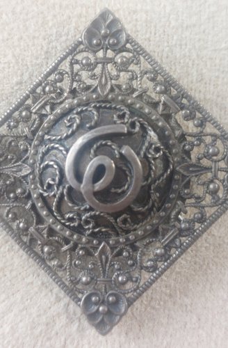 Ancienne broche orientale, écriture arabe, en argent