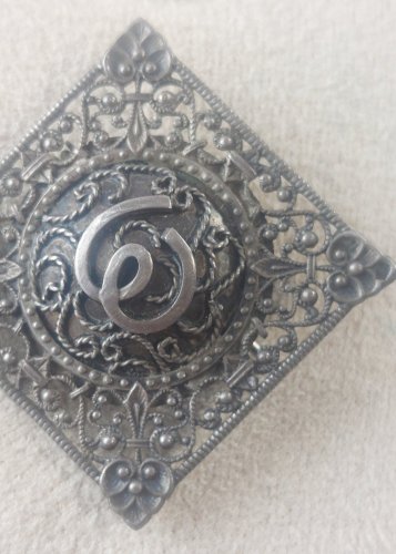 Ancienne broche orientale, écriture arabe, en argent
