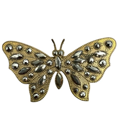 Ancienne broche papillon XIXe siècle clou acier biseauté unisexe collection