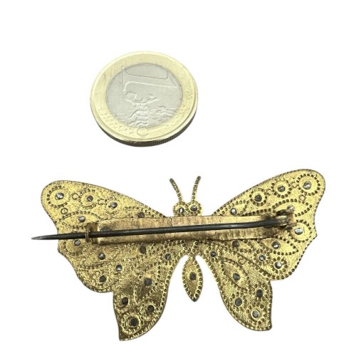 Ancienne broche papillon XIXe siècle clou acier biseauté unisexe collection