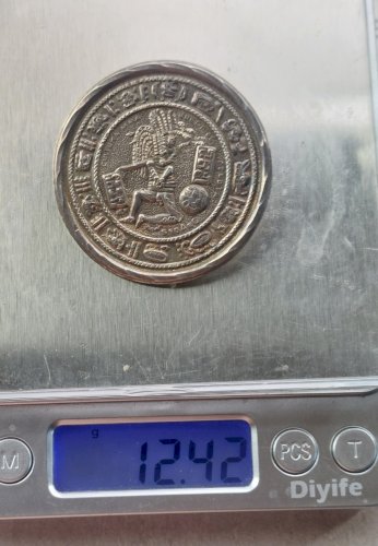 Ancienne broche / pendentif, Aztèque, en argent massif, Hecho Mexico