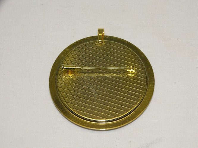 - ANCIENNE BROCHE PENDENTIF EMAILLE EMAIL FLEURS COLOREES METAL Doré BIJOU  D