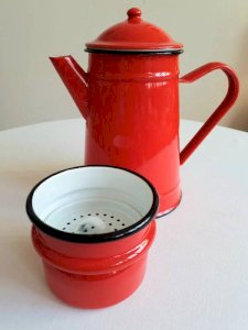 Old enameled coffee pot