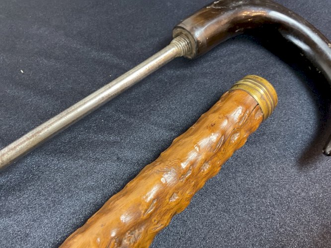 Ancienne CANNE DE MÉTIER A SYSTEME CANNE VRILLE