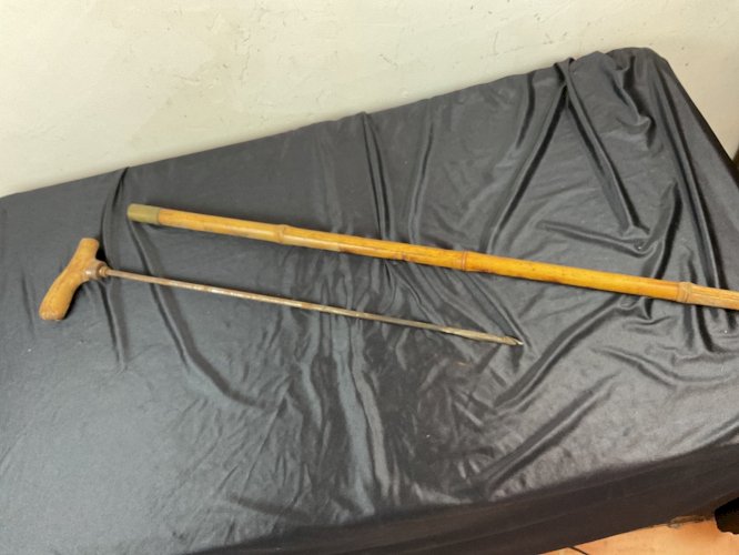 Ancienne CANNE DE MÉTIER A SYSTEME CANNE VRILLE