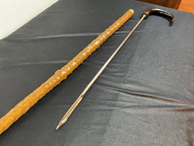 Ancienne CANNE DE MÉTIER A SYSTEME CANNE VRILLE