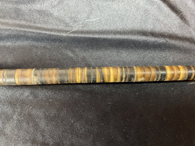 Ancienne CANNE DE MÉTIER A SYSTEME DÉFENSE MAQUIGNON RONDELLES DE CUIRE