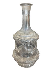 Ancienne carafe à décor floral émaillée  dlg Legras verrerie art verrier