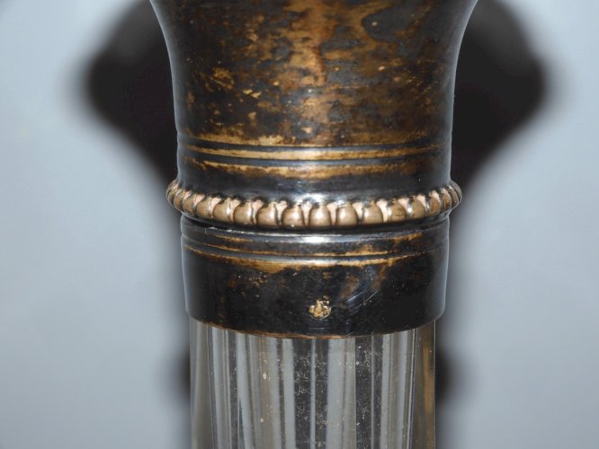 -ANCIENNE CARAFE CRISTAL MONTURE ARGENT Poinçon Minerve JUS de GRENIER VITRINE D