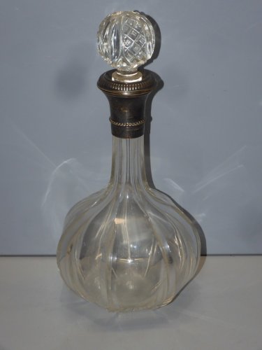 -ANCIENNE CARAFE CRISTAL MONTURE ARGENT Poinçon Minerve JUS de GRENIER VITRINE D
