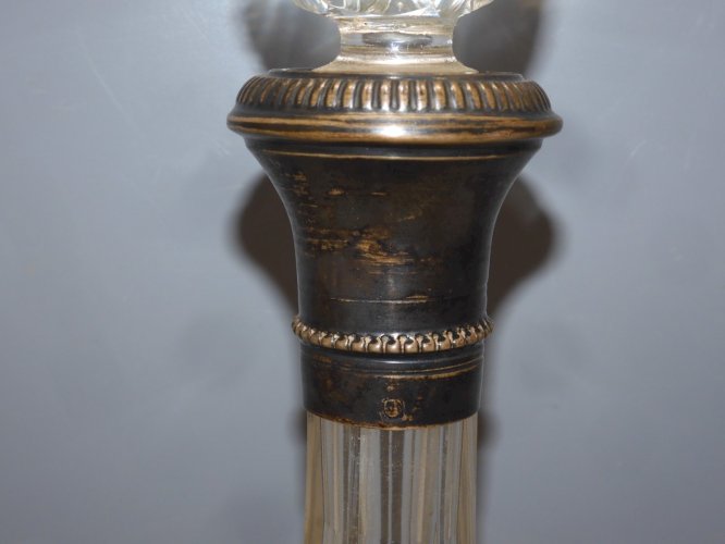 -ANCIENNE CARAFE CRISTAL MONTURE ARGENT Poinçon Minerve JUS de GRENIER VITRINE D