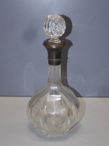 -ANCIENNE CARAFE CRISTAL MONTURE ARGENT Poinçon Minerve JUS de GRENIER VITRINE D