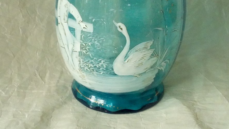 ANCIENNE CARAFE EN VERRE EMAILLEE MARY GREGORY FIN 19 éme**