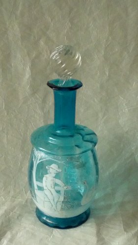 ANCIENNE CARAFE EN VERRE EMAILLEE MARY GREGORY FIN 19 éme**