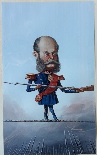 Ancienne Caricature Peinture  Alexandre II De Russie Signée Lapoque ? Lapeque ?
