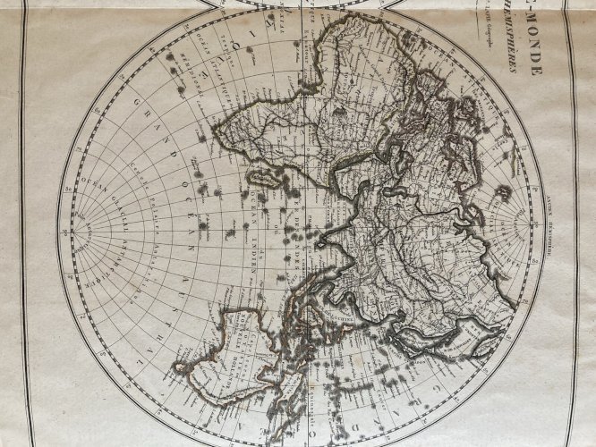 Ancienne Carte 1820 Monde En Deux Hémisphères Lapierre Pierre Panckoucke XIXe