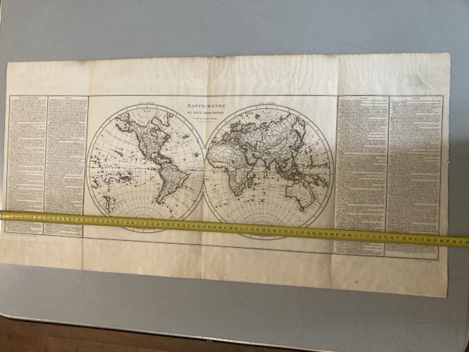 Ancienne Carte 1820 Monde En Deux Hémisphères Lapierre Pierre Panckoucke XIXe