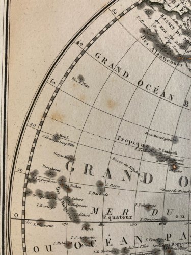 Ancienne Carte 1820 Monde En Deux Hémisphères Lapierre Pierre Panckoucke XIXe