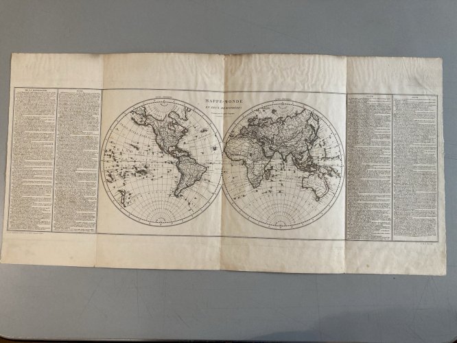 Ancienne Carte 1820 Monde En Deux Hémisphères Lapierre Pierre Panckoucke XIXe