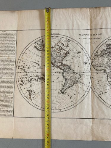 Ancienne Carte 1820 Monde En Deux Hémisphères Lapierre Pierre Panckoucke XIXe