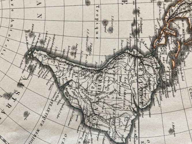 Ancienne Carte 1820 Monde En Deux Hémisphères Lapierre Pierre Panckoucke XIXe