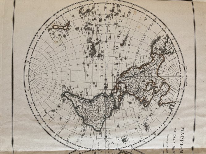 Ancienne Carte 1820 Monde En Deux Hémisphères Lapierre Pierre Panckoucke XIXe