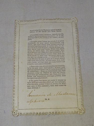 -ANCIENNE CARTE BORDS DENTELLE PAPIER A SYSTEME SAINTE AMITIE RELIGION