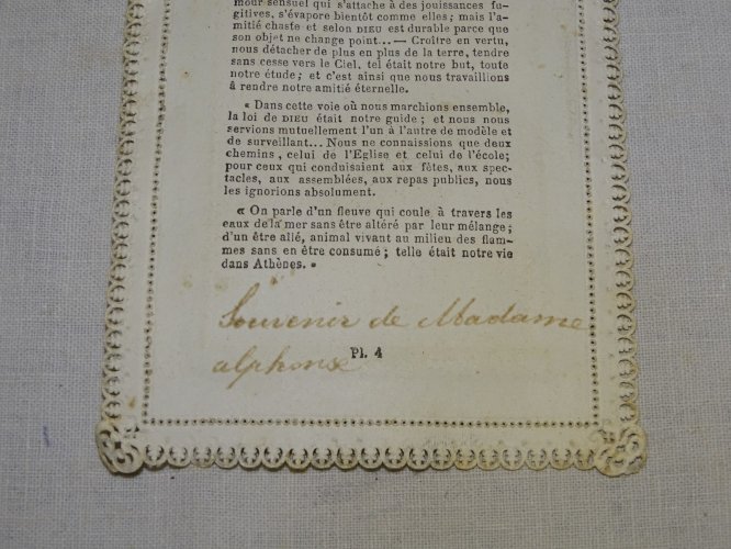 -ANCIENNE CARTE BORDS DENTELLE PAPIER A SYSTEME SAINTE AMITIE RELIGION