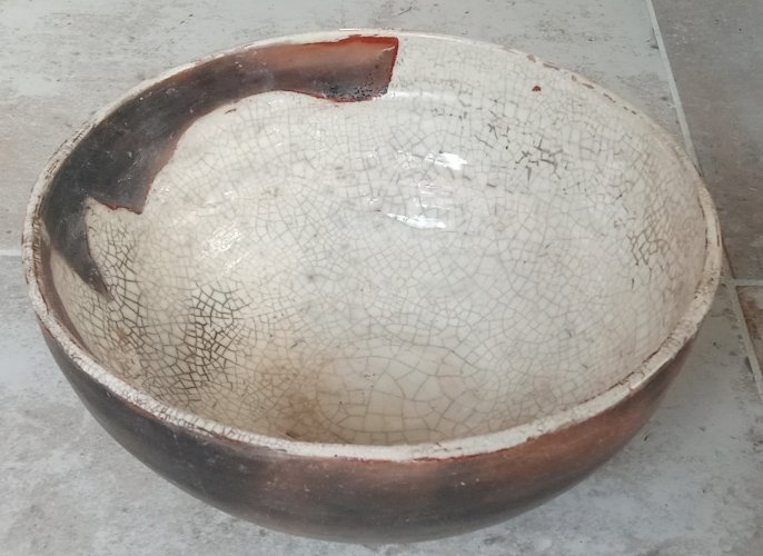 Ancienne Céramique Poterie Asiatique Raku Ancien Bol Saladier Old Asian Bowl