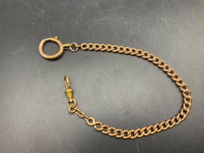 antique chatelaine pocket watch chain. gold plated.