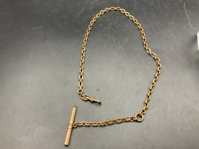 ancienne chaîne de montre à gousset châtelaine .plaque or .