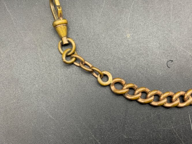 ancienne chaîne de montre à gousset châtelaine .plaque or .