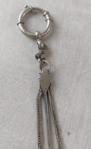 Ancienne chaîne de montre gousset, en métal argenté