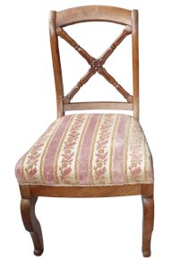 Antique cross-frame bedroom chair Restoration 19th Velvet Floral decoration