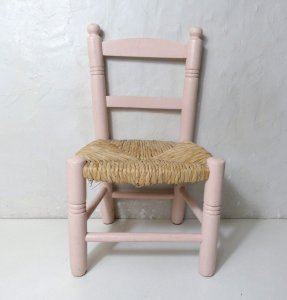 vintage wooden child's straw chair