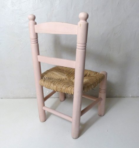 ancienne chaise paillée en bois pour enfant Vintage