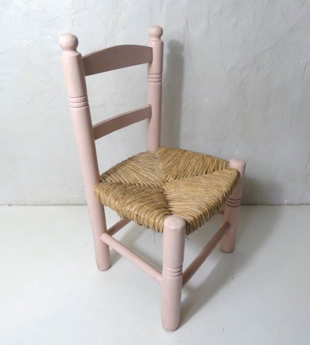 ancienne chaise paillée en bois pour enfant Vintage
