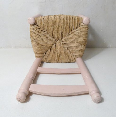 ancienne chaise paillée en bois pour enfant Vintage