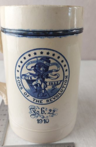 Ancienne chope à bière, en céramique, Sons of the revolution, Higgins & Seiter