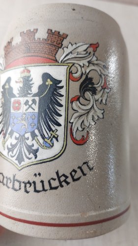 Ancienne chope à bière en grès / Bierkrug, Saarbrücken / Saarebruck