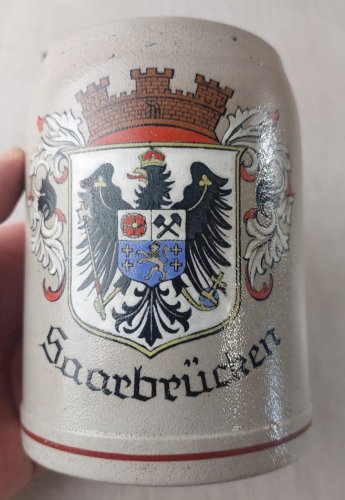 Ancienne chope à bière en grès / Bierkrug, Saarbrücken / Saarebruck
