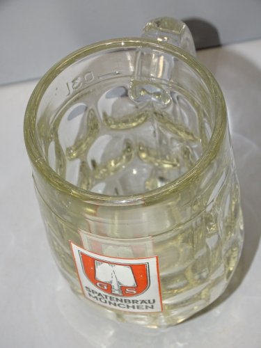 -ANCIENNE CHOPE VERRE BIERE SPATENBRAU MUNCHEN 0,3L étiquette émaillée  D
