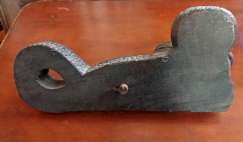 Ancienne Clef Barrique Verrou de fût Tonneau Sirène Bois Sculpté Art populaire