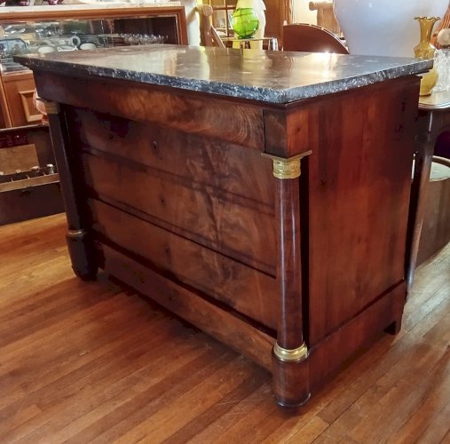 Ancienne Commode 5 Tiroirs + Lit 120 x 180 Époque  Empire 19 Ème Siècle 