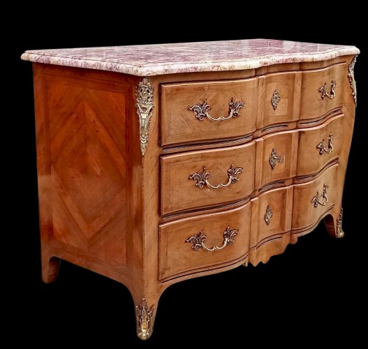Ancienne Commode Arbalète Marbre  19 ème siècle Estampille ML Delaporte JME