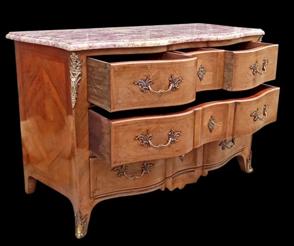 Ancienne Commode Arbalète Marbre  19 ème siècle Estampille ML Delaporte JME