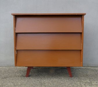 vintage wooden chest of drawers with tapered legs